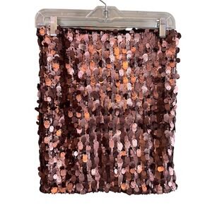 NWT DKNY Jeans Womens Sequin Glam Party Mini Skirt Copper Small